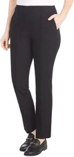 Hilary Radley Women's Panel Pull -On Mid Rise Slim Leg Pants, Black, Size M