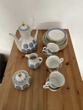 21 teiliges Kaffeeservice Harmonie Weimar Porzellan Kobalt & Gold Vintage DDR