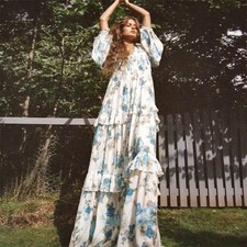 Spell & The Gypsy Rose Garden Gown Maxi Dress NEW Floral Sapphire XXL 14 16 18