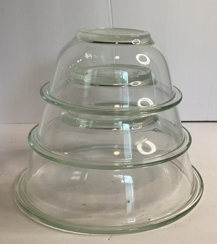 Set of 3 Pyrex Nesting Mixing Bowls Clear Glass 325 323 322 USA