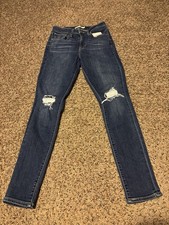 Levi  s 721 High Rise Skinny Jeans Women  s 27 Blue Distressed Knee Denim