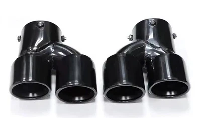 Embouts Noirs En Acier Inox Pour BMW 4er M440i G22, Sortie Sport 2 Unités - Photo 1/4