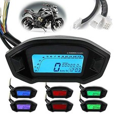 Universal Motorcycle LCD Digital Speedometer, Tachometer, Odometer with 7