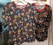 Wonder Woman DC Comics Lot 2 Scrub Tops Sz XL