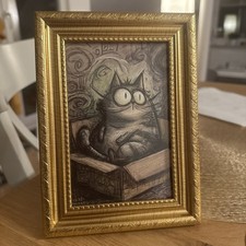 Katzen Postkarte im Vintage-Rahmen – Cartoon / Gothic Stil – Deko
