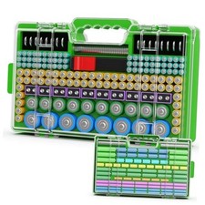 Battery Organizer Storage Holder Box Case with Tester, Ultra-Large 280 Green