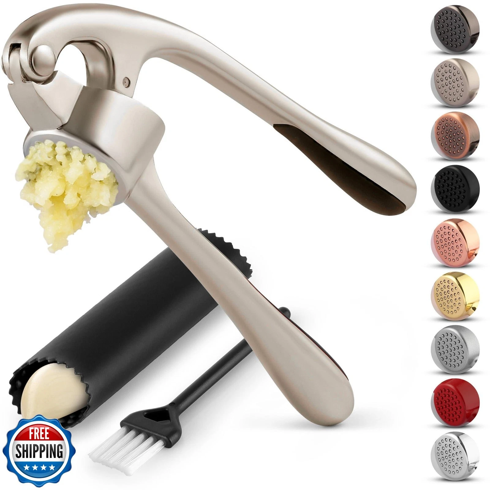 Zulay Kitchen Premium Garlic Press Set - Rust Proof and Dishwasher Safe Profe