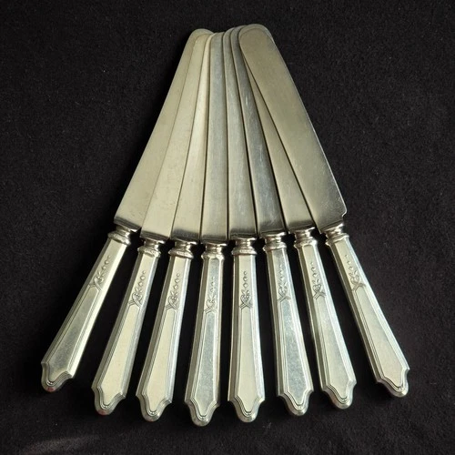 Set 8 Lunt Sterling Silver Luncheon Knives William & Mary Pattern 8.5"