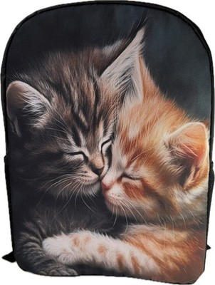Katzenrucksack zwei süße Kätzchen Ginger großer Rucksack schwarz neu