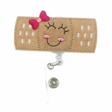 1 girl band Nurse Badge Holder Reel,Retractable Cute Bandaid Badge Clip,ID Badge