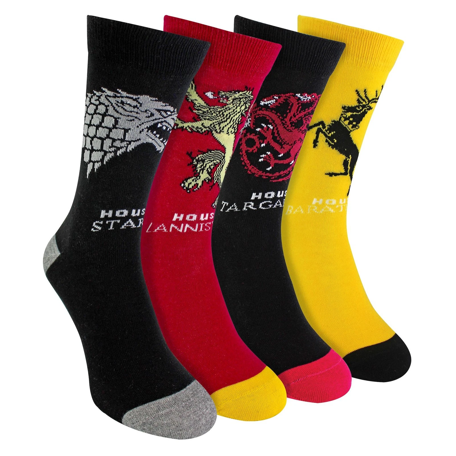 4 Pairs Game of Thrones Socks | Novelty Fun House of Dragon Socks, Got Gifts
