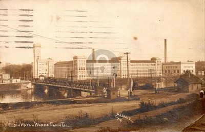 Elgin Watch Works Elgin IL Illinois Watch Factory c1910 RPPC Photo Postcard COPY