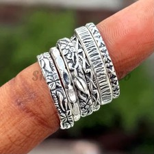 925 Sterling Silver Set of 6 Stackable Rings Sterling Silver -Handmade All Size