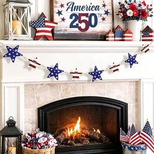 4th of July Garland Decorations - NO DIY - Rustic Farmhouse Patriotic Style 2