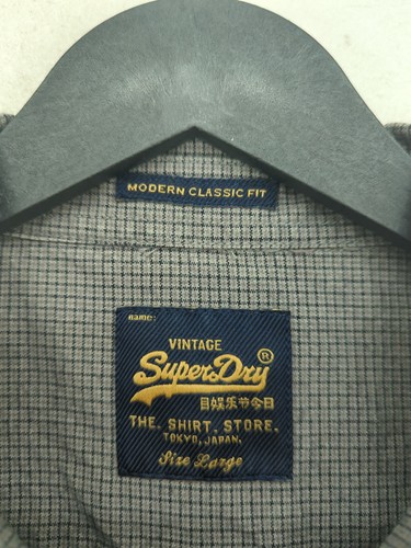Superdry Men's Shirt L Grey Checkered 100% Cotton Basic - Picture 6 of 7