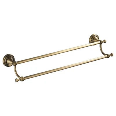 Porte-serviettes Mural Double Barre En Bronze Antique Avec Quincaillerie En - Photo 1/4