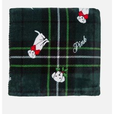Victoria s Secret PINK Sherpa Throw Blanket 50x60 Plaid Dog Print Green Black