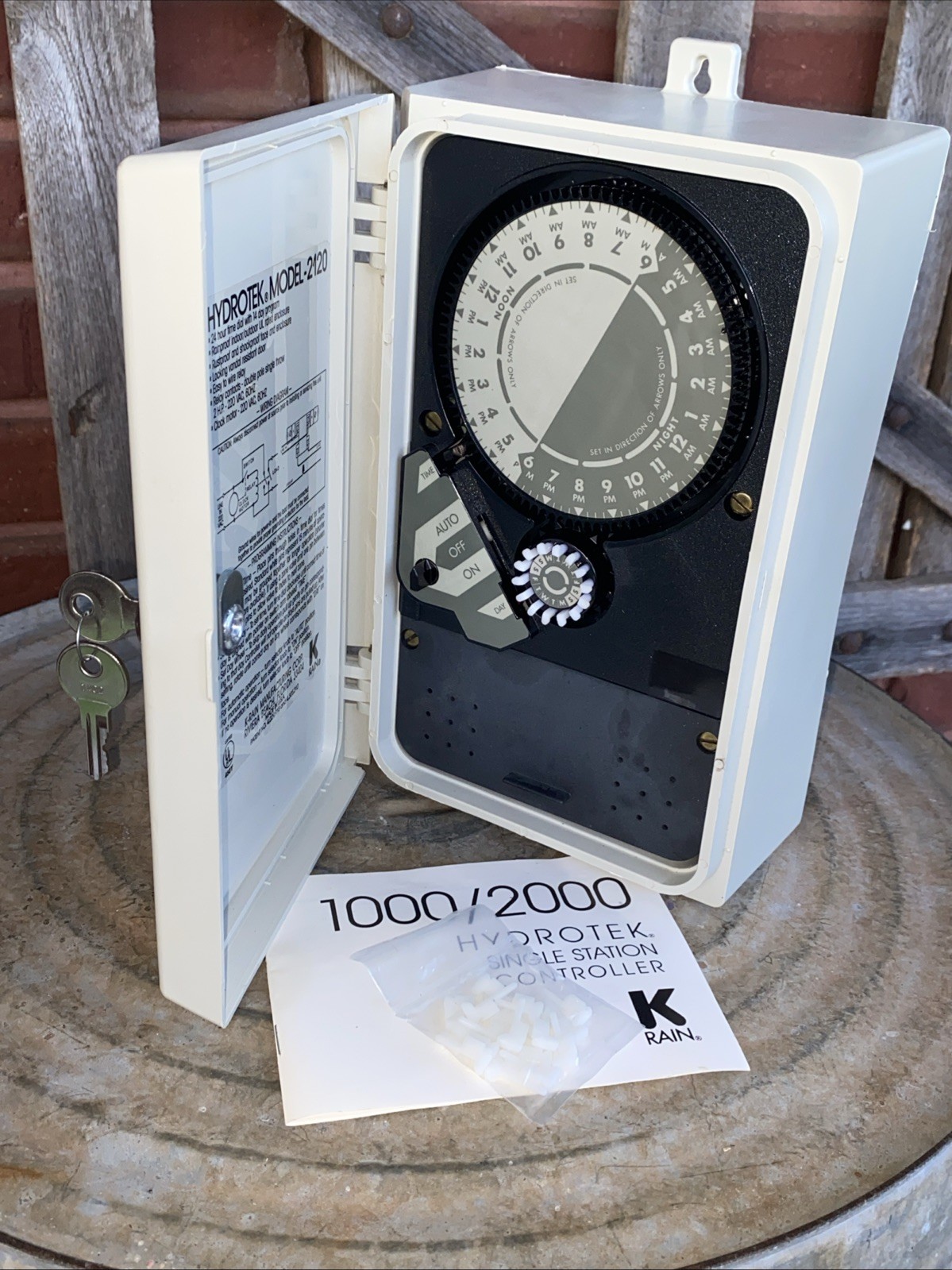 New! K-Rain Hydrotek 2120 Single Station Water Timer Controller 220VAC Lock Key