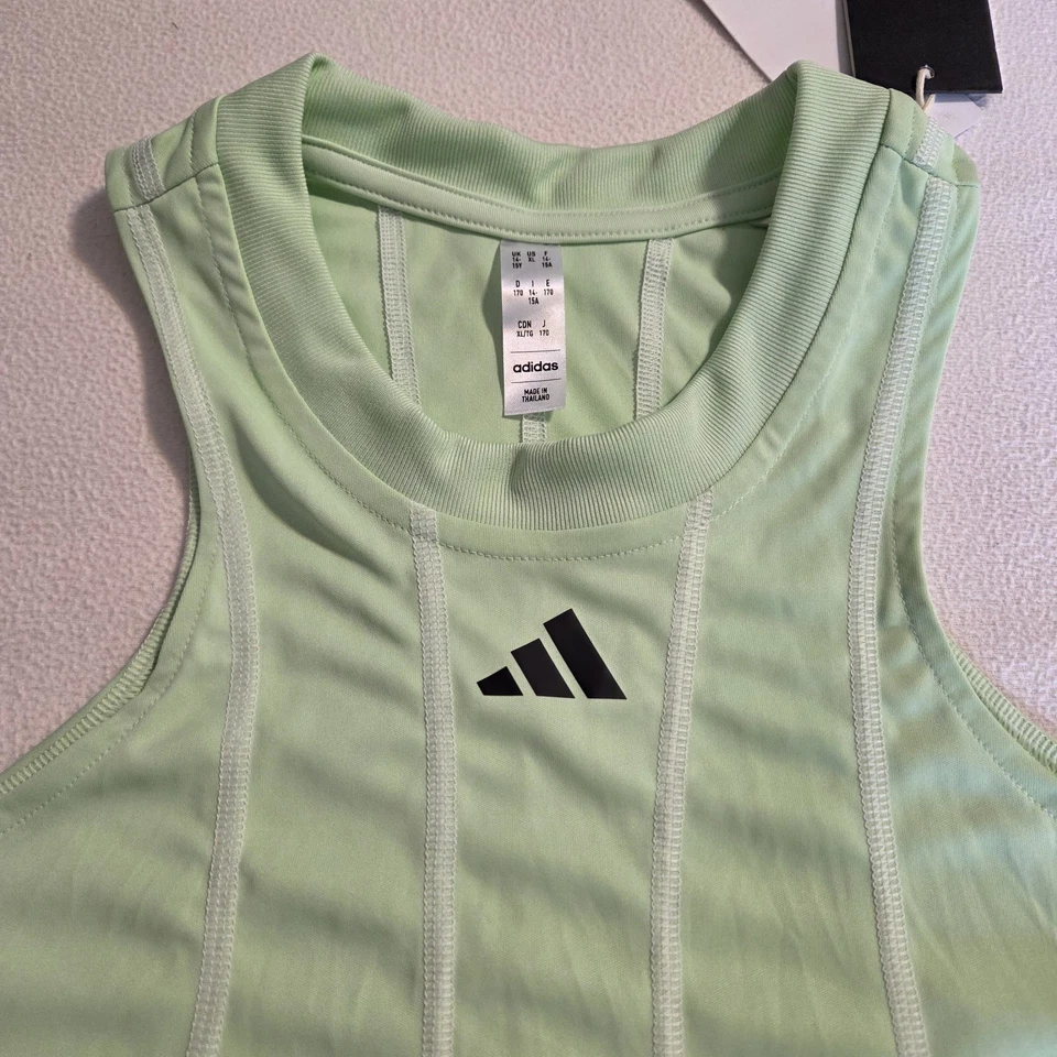 Adidas Womens Semi Green Spark Sleeveless Aeroready Tennis Dress with Logo Sz XL - Image 3 of 4