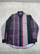 Vintage Wrangler Western Shirt Mens 17-35 Red Black Striped X-Long Tails