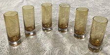 Set of 6 Vintage Amber Juice Shot Glasses 3 Ounces