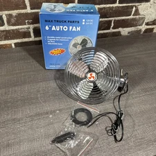 Dash Fan 6" Blade 12 Volt 2 Speed Defrost Truck Semi RV Metal Chrome 25-10030