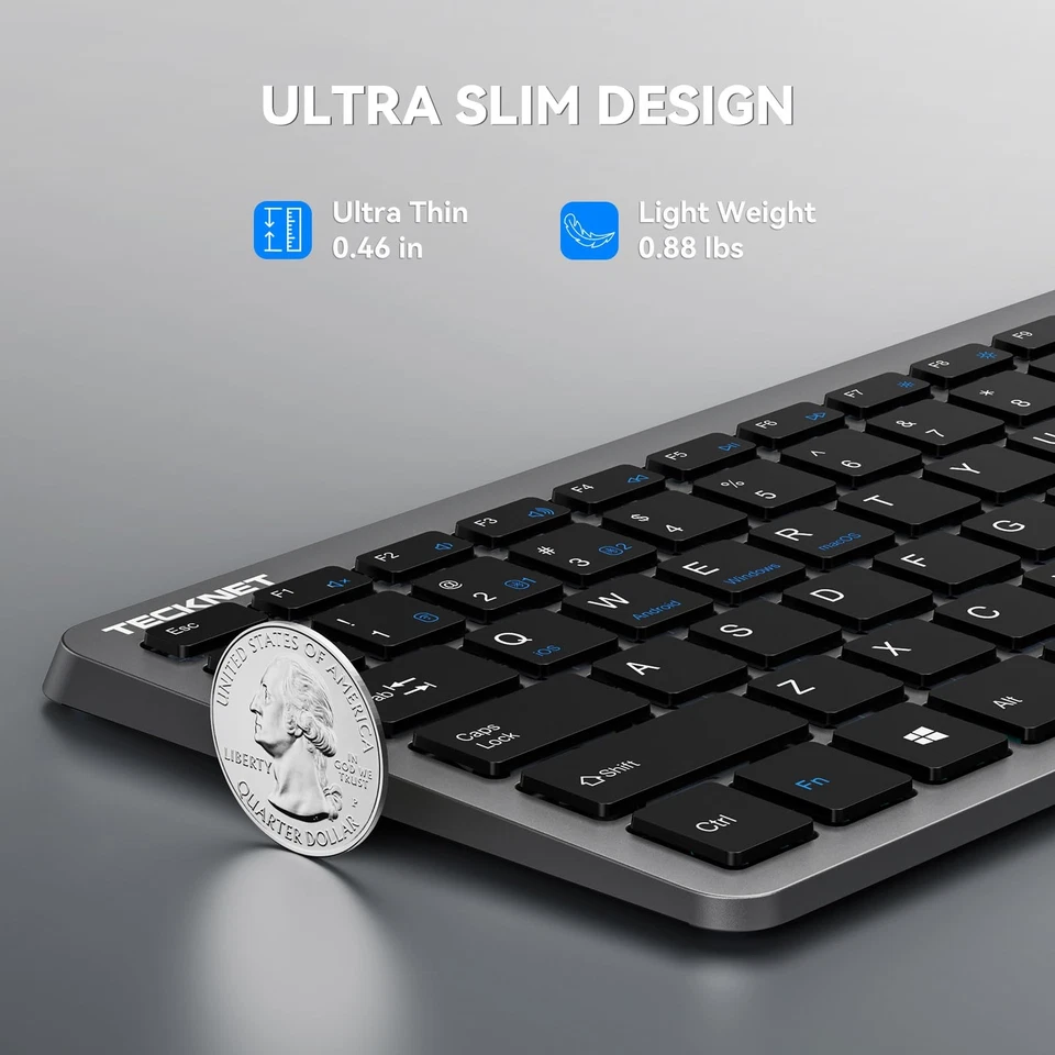 Wireless Bluetooth Keyboard Rechargeable - Ultra Slim 2.4G+BT Keyboard with N... - Image 3 of 4