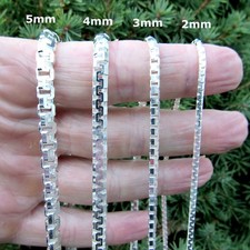 Solid 925 Sterling Silver Italian Greek Key / Meander Puzzle Box Chain Necklace
