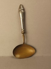 6656:Sch&ouml;pfl&ouml;ffel, Zuckerl&ouml;ffel, Messing mit 800erSilber, Jugendstil.