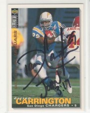 DARREN CARRINGTON SAN DIEGO CHARGERS NORTHERN ARIZONA AUTOGRAPHED CARD 