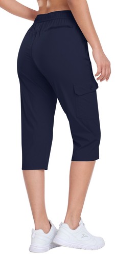 Women Outdoor Hiking Cargo Capri Pant Lightweight Camping Travel School Bottom - Picture 41 of 96