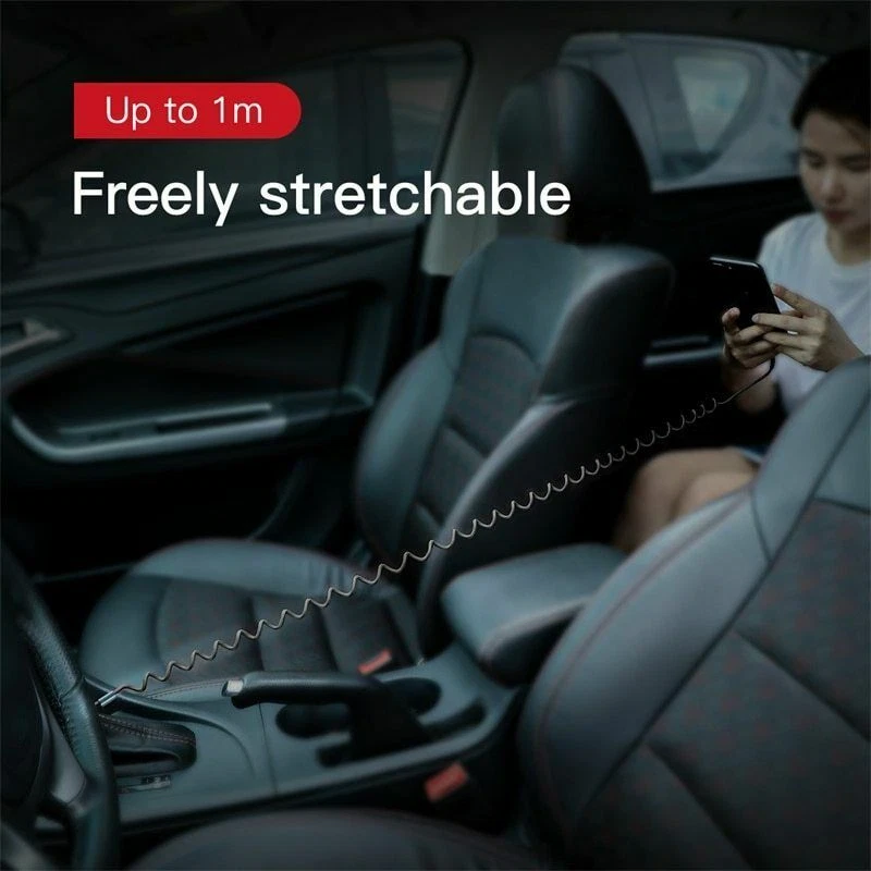 Baseus Coiled Elastic USB Data Charging Cable For iPhone14 13 12 11 Pro Xs X 8 7 - Image 3 of 4