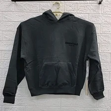 New Essential Fear Of God 2 Sided Logo Essential Pullover Hoodie Black Sz Medium