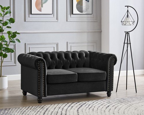 Chesterfield Velvet Sofa 3 2 Seater Couch Suite Tufted With Studded Arm New - Picture 35 of 64