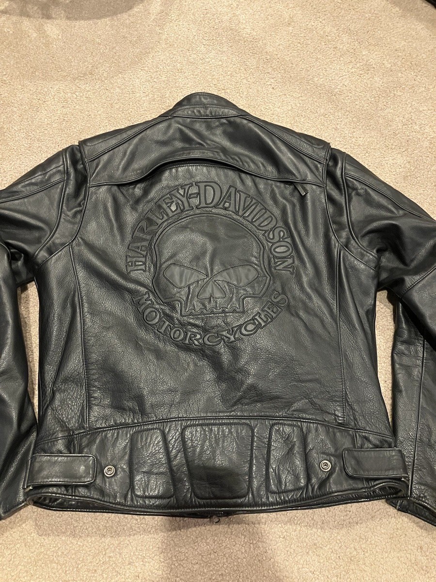 Harley-Davidson Willie G Reflective Skull Leather Jacket w Harley-Davidson Willie G Reflective Skull Leather Jacket w