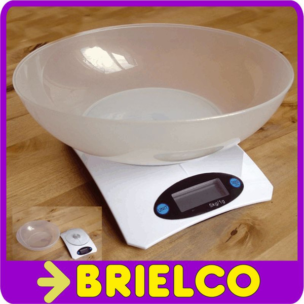 BALANZA BASCULA DIGITAL DE COCINA BLANCA CON BOL 5KG MAX RESOLUCION 1GR BD4149