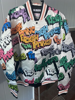 NWT Headgear Classics Fresh Prince Graffiti 6X Satin White Jacket See 