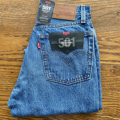 Levis 501 Original Cropped Jeans Womens 24 X 28 - Light Wash - 100% Cotton