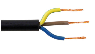 3-adrig schwarz-weiß elektrisches flexibles Netzkabel Leitung 0,75, 1,0, 1,5, 2,5 mm