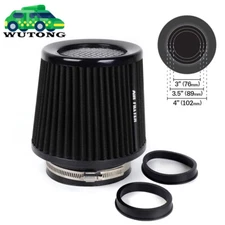BLACK High Performance Cold Air Intake Air Filter 3", 3.5", 4" Inlet, 6.5" Tall