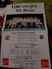 1976-77 CLEVELAND BARONS NHL HOCKEY POSTER PHOTO GARY SIMMONS GILLES MELOCHE WHA