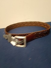 Brighton Mens Breaded Brown Belt with Silver Buckle Size 28" Width 1.25" 24