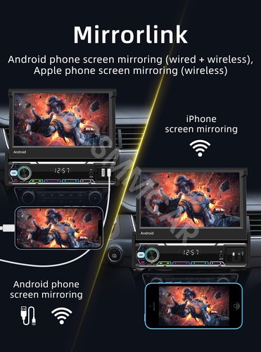 1Din Car Stereo Radio Player BT GPS WIFI CarPlay Android Auto Mirror Link Camera - Picture 10 of 24