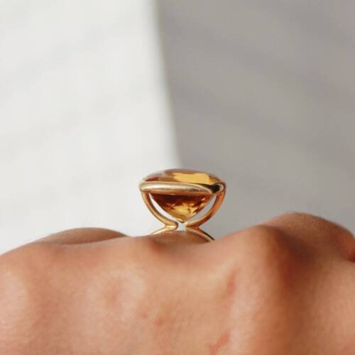 Anello Oro Giallo 14K Cuscino Taglio Cuscino Solitario - Foto 3 di 6