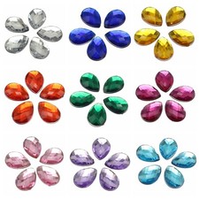 100 Flatback Acrylic Rhinestone TearDrop Gem Bead 13X18mm No Hole Various Colour
