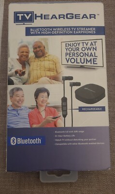 TV Heargear wireless Bluetooth 5.0 Headset System & Transmitter Ships Free !