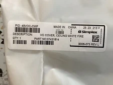 Simplex TrueAlert 49VOC- CWF VO plastic Ceiling Cover White NEW SEALED.