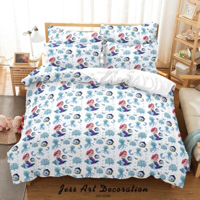 3D Cartoon Mermaid Fish Pattern Quilt Cover Set Bedding Sets Pillowcases 64