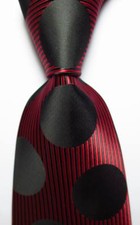 New Classic Striped Dot Black Red JACQUARD WOVEN Silk Men's Tie Necktie