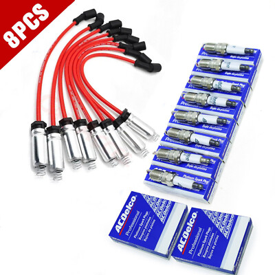 8pcs 9748HH Wires & 41-962 19299585 Spark Plug For Chevrolet GMC 4.8L 5.3L 6.0L